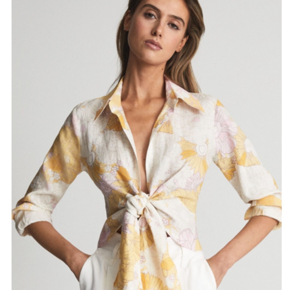 Reiss Linen tie top